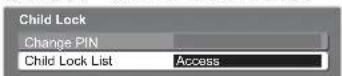 PANASONIC Viera TX-L32X10B - ② Select "Child Lock List" - 1
