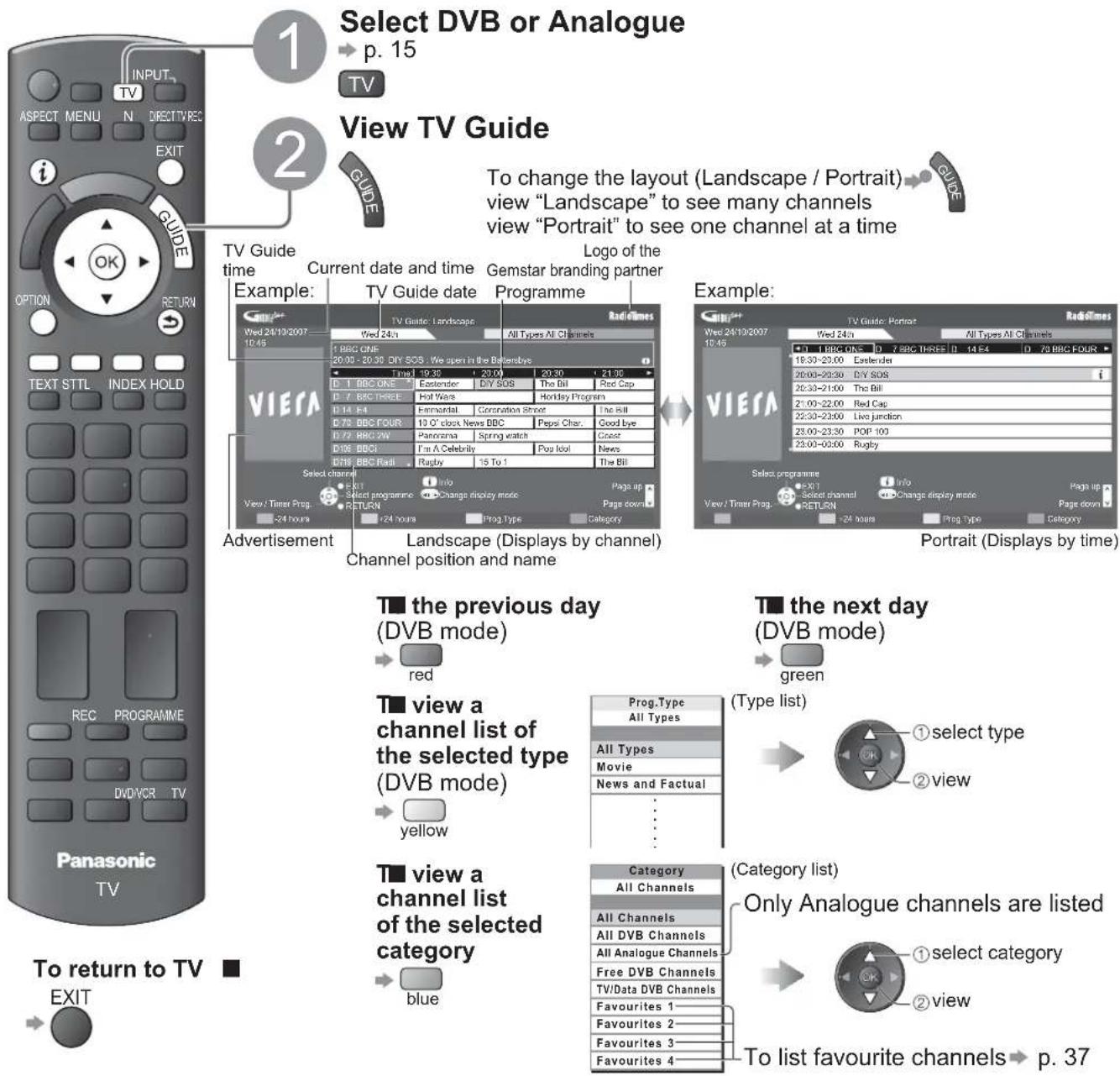 PANASONIC Viera TX-L32X10B - DVB or Analogue mode - 1