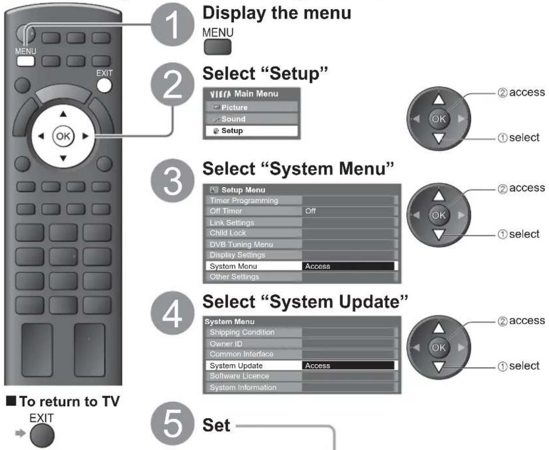 PANASONIC Viera TX-L22X20B - Updating the TV Software - 2