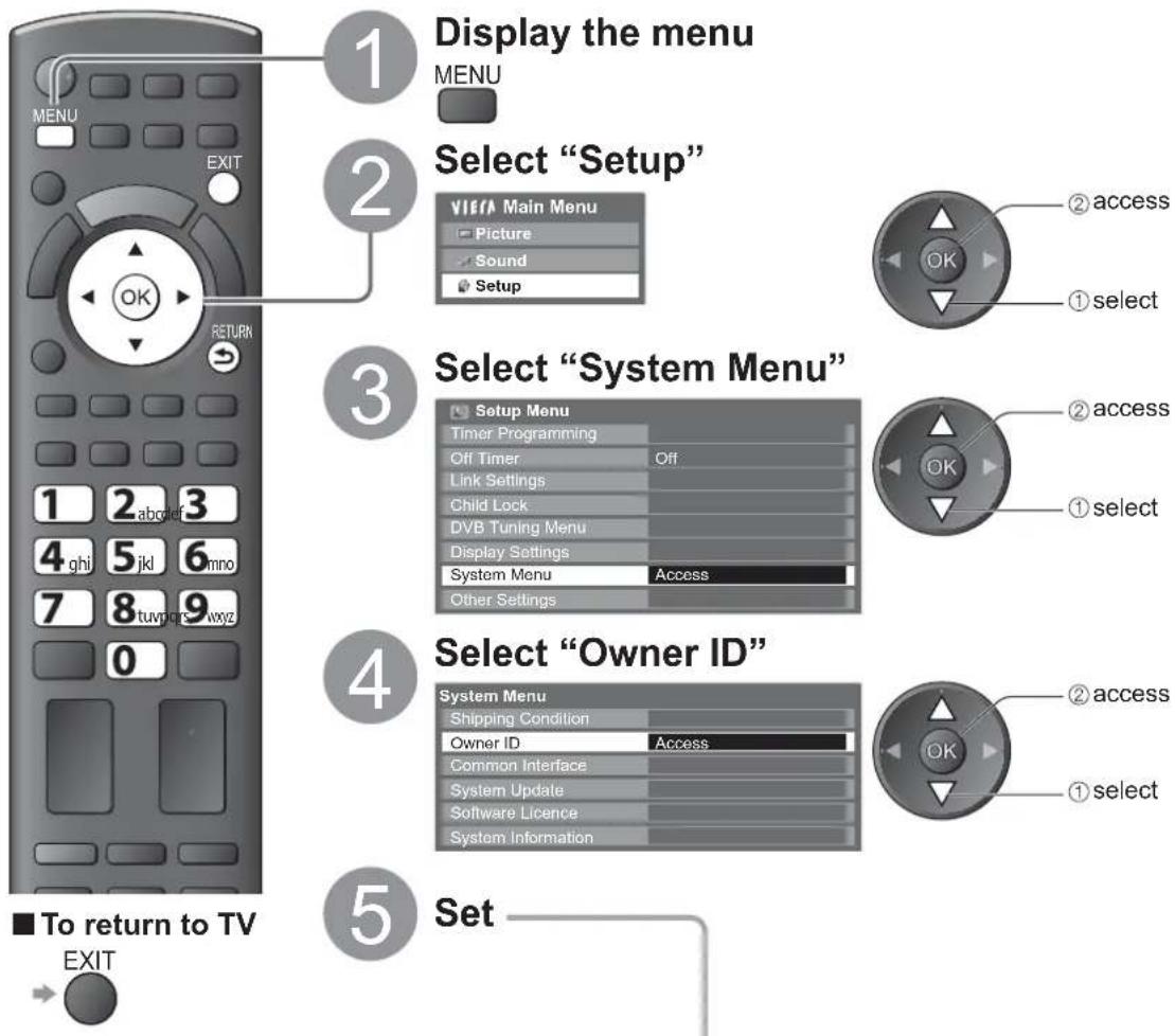 PANASONIC Viera TX-L22X20B - Owner ID - 1