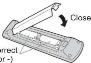 PANASONIC Viera TX-L22X20B - Installing / removing remote's batteries - 4