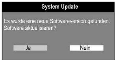 System Update Es wurde eine neue Softwareversion gefunden. Software aktualisieren? Ja Nein