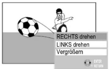 RECHTS drehen LINKS drehen Vergrößern ENTER RETURN