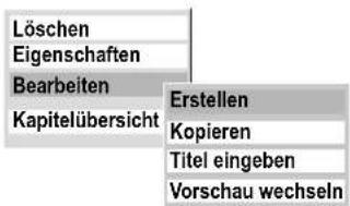 Löschen Eigenschaften Bearbeiten Kapitelübersicht Erstellen Kopieren Titel eingeben Vorschau wechseln