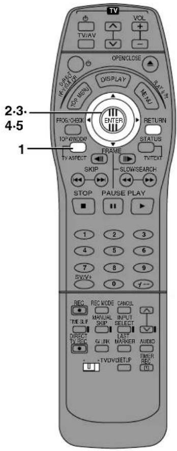 TV VOL TW/AV OPENCLOSE OFF-C IN-VIEW TOP VIEW DISPLAY MENU FROM CHECK ENTER RETURN TOP WINDOW STATUS FRAME TV ASPECT SKIP SLOWSEARCH STOP PAUSE PLAY 1 2 3 4 5 6 7 8 9 SW/FF 0 #- REC REC MODE CANSO. TWE SLF MANUAL SKIP INPUT SELECT DIRECT TV-SEC LAST MARKER AUDIO + - TV/DVISETUP TIMER REC CI