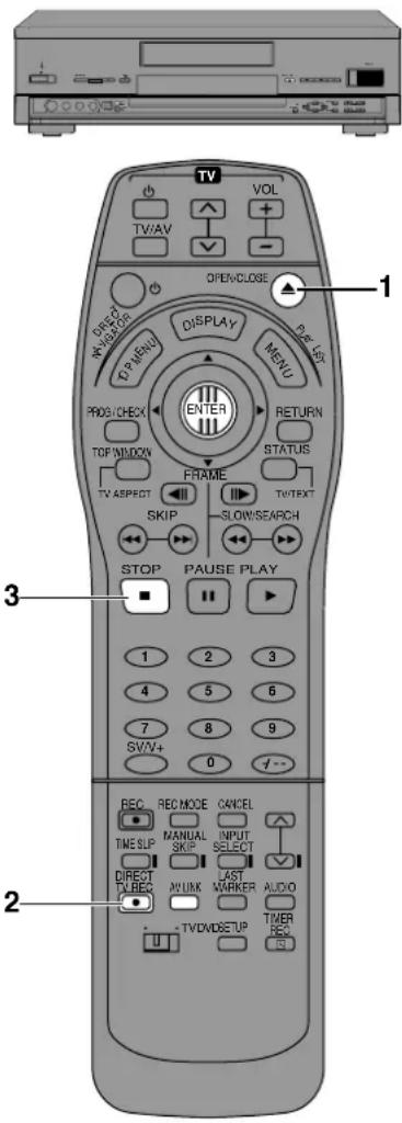 TV VOL TWAV OPENCLOSE 1 DIRECT VNDOR DISPLAY RE-LET CP MENU MENU PRO3 CHECK ENTER RETURN TOP WINDOW STATUS FRAME TV ASPECT SKIP SLOW/SEARCH STOP PAUSE PLAY 1 2 3 4 5 6 7 8 9 SV/V+ 0 2 REC REC MODE CANCEL TIME SLP MANUAL INPUT SKIP SELECT LAST DIRECT TV REC AU/UKK MARKER AUDIO TVD/WDSETUP TIMER REC