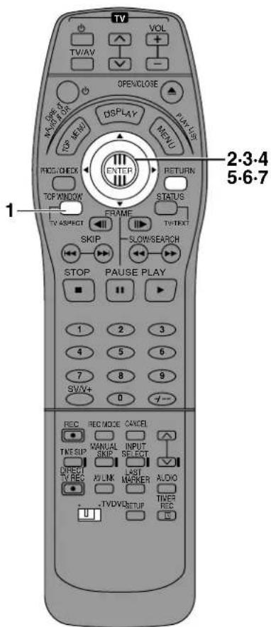 TV VOL TWAV OPENCLOSE DISPLAY NEAU 2-3-4 5-6-7 1 NEXT YEAR TOP 4/4/4 FREE CHECK TOP WINDOW TV ASPECT FRAME SPEED STOP PAUSE PLAY 1 2 3 4 5 6 7 8 9 SV/V+ 0 - REC REC MODE CANCEI TIVE SUP MANUAL SKIP INPUT SELECT DIRECT TV REC AV LINK LAST MARKER AUDIO + - TVDVDSETUP TIMER REC REC