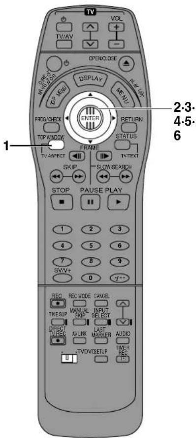 TV VOL TW:AV OPENCLOSE DIRECT W/AG:SOA DSPCAY RENT PDCG/CHECK ENTER RETURN TOP WINDOW STATUS FRAME TV ASPECT TW:TEXT SKIP SLOWSEARCH STOP PAUSE PLAY 1 2 3 4 5 6 7 8 9 SV/V+ 0 *- REC REC MODE CANCEL TIME SUP MANUAL SKIP INPUT SELECT DIRECT TV REC LAST MASTER AUDIO -TVDVSETUP TIVER REC F-