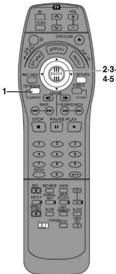 TV VOL TWAV OPENCLOSE ASSEMBLED DISPLAY PLAY LET TIP REM MENU PROG CHECK ENTER RETURN STATUS TOP WINDOW FRAME TV ASPECT SLOUSEARCH SKIP STOP PAUSE PLAY 1 2 3 4 5 6 7 8 9 SVV+ 0 γ-- REC REC MODE CANCEL TIME SLIP MANUAL SKIP INPUT SELECT DIRECT TV REC AV LINK LAST MARKER AUDIO + - TV DVD Setup TIMER REC 1 2 3 4 5 6 7 8 9 γ-- 2-3- 4-5