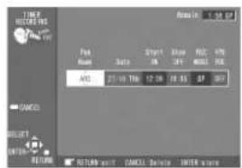 TIME RECRETE File Name Date Target OK Show SPT HOLD FMC SPL ANS 21:00:17:00 12:00 18:05 AF CANCEL RETURN ON/OFF CANCEL Devel ENTER w/ware