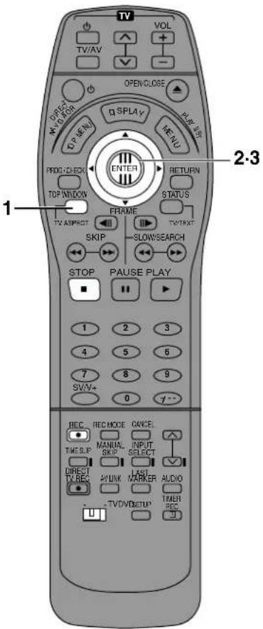 TV VOL TV/AV OPENCLOSE OFF W/VO FOR D:\PLAY LE\NU PROG/CHECK ENTER RETURN TOP/WINDOW STATUS FRAME TV ASPECT SPEED/SLOW/SEARCH SKIP STOP PAUSE PLAY 1 2 3 4 5 6 7 8 9 SW/+ 0 7-- REC REC MODE OVICE: TIME SIP MANUAL INPUT SKIP SELECT ✓ DIRECT TV REC AV LINK LAST TV/DVDSETUP AUDIO TIMER REC 2-3 1