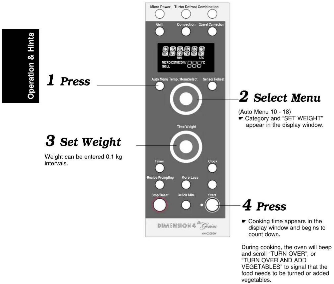 PANASONIC NN-C2000 - Weight Cook (Auto menu 10 - 18): - 1