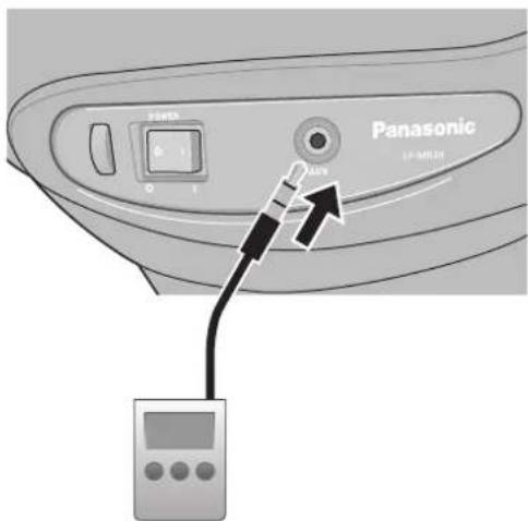 PANASONIC EP-MR30 - Stecken Sie den Anschluss der externen Tonquelle in die „AUX“-Buchse der Liege ein. - 1