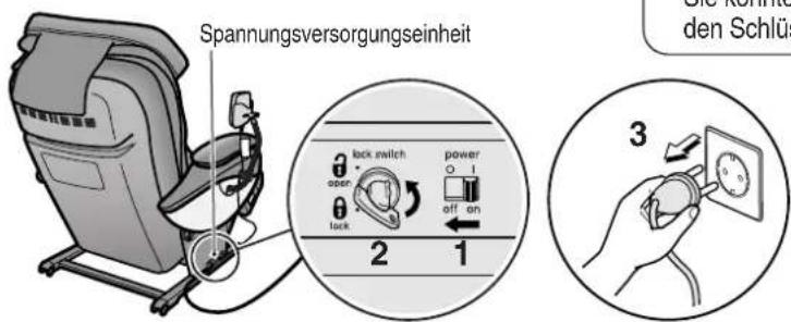 Spannungsversorgungseinheit lock switch power open off on 2 1 den Schlüss 3