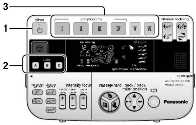 PANASONIC EP3510 - Verwenden Ihrer abgespeicherten Massageeinstellungen - 1