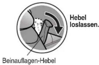 Hebel loslassen. Beinauflagen-Hebel
