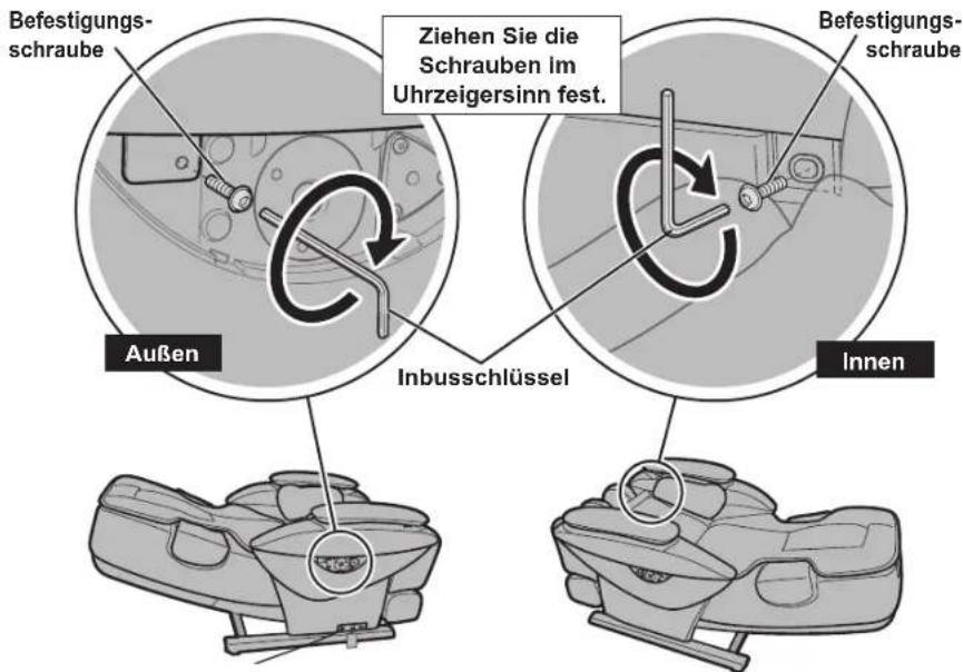 Befestigungsschraube Ziehen Sie die Schrauben im Uhrzeigersinn fest. Befestigungsschraube Außen Inbusschlüssel Innen
