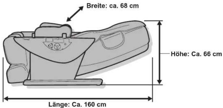 Breite: ca. 68 cm Höhe: Ca. 66 cm Länge: Ca. 160 cm