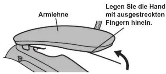 Armlehne Legen Sie die Hand mit ausgestreckten Fingern hinein.