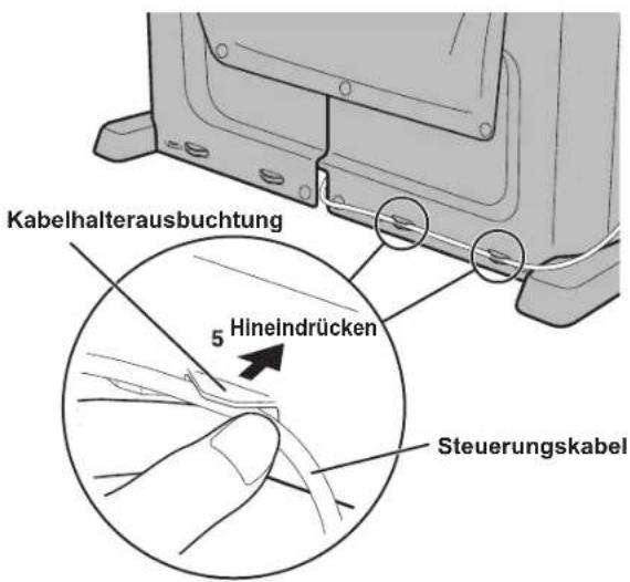 Kabelhalterausbuchtung 5 Hineindrücken Steuerungskabel