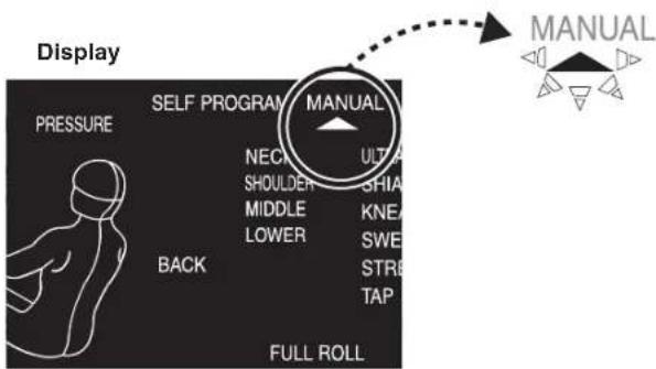 Display PRESSURE SELF PROGRAM NECKLE ULTRA SHOULDER SHIA MIDDLE KNE LOWER SWE BACK STR TAP FULL ROLL MANUAL