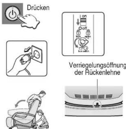 Drücken on off lock open box open Verriegelungsöffnung der Rückenlehne