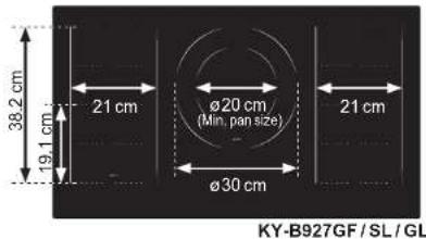 38.2 cm 21 cm Ø20 cm (Min, pan size) 21 cm Ø30 cm KY-B927GF / SL / GL