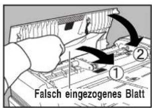Falsch eingezogenes Blatt