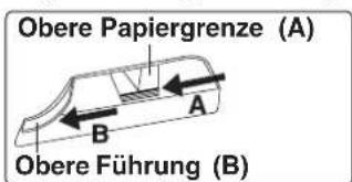 Obere Papiergrenze (A) B A Obere Führung (B)