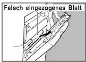Falsch eingezogenes Blatt
