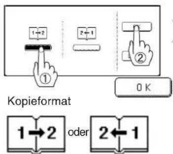 1→2 2→1 ① ② Kopieformat 1→2 oder 2←1