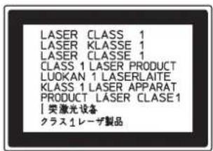 LASER CLASS 1 LASER KLASSE 1 LASER CLASSE 1 CLASS 1 LASER PRODUCT LUOKAN 1 LASERLAITE KLASS 1 LASER APPARAT PRODUCT LASER CLASE1 | 染激光设备 クラスレーザ製品