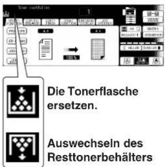 Die Tonerflasche ersetzen. Auswechseln des Resttonerbehälters