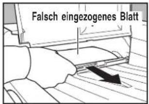 Falsch eingezogenes Blatt