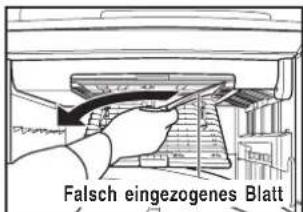 Falsch eingezogenes Blatt