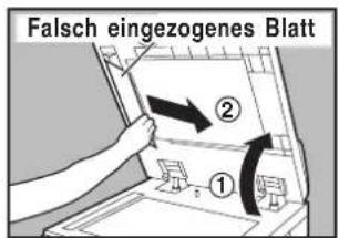 Falsch eingezogenes Blatt ① ②