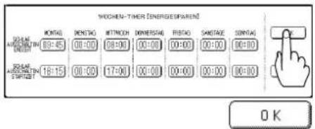 WOCHEN-TIMER DIMENSIONER MONTAG DENTAG EITNICH DENNERSAG FISTAG SANTAGE SINTAG 03:45 00:00 08:00 00:00 00:00 00:00 00:00 03:45 AUXICHTIN DENTAG 18:15 00:00 17:00 00:00 00:00 00:00 00:00 OK