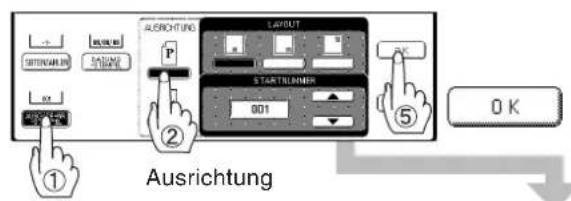 AUSRichtung P LAYOUT STARTSLINER 001 ① ② ⑤ OK Ausrichtung