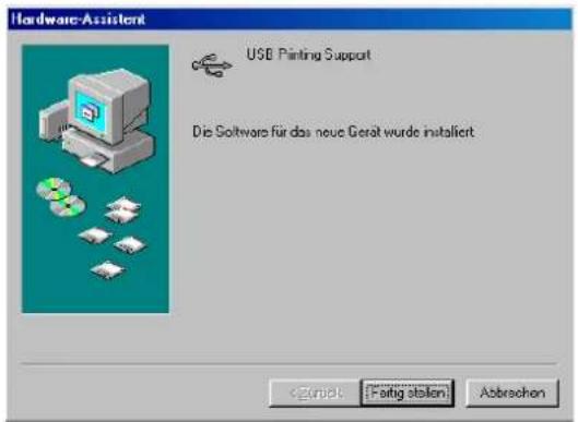 Hardware Assistant USB Printing Support Die Software für das neue Gerät wurde installiert Cogniziert: [Partig stellen] Abbrevchen