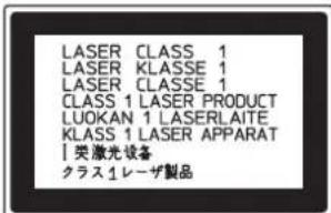 LASER CLASS 1 LASER KLASSE 1 LASER CLASSE 1 CLASS 1 LASER PRODUCT LUOKAN 1 LASERLAITE KLASS 1 LASER APPARAT | 染激光设备 クラス 1レーザ製品