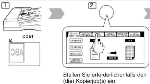1 oder 2 Stellen Sie erforderlichenfalls den (die) Kopierjob(s) ein