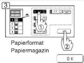3 Papierformat Papiermagazin ① ② OK