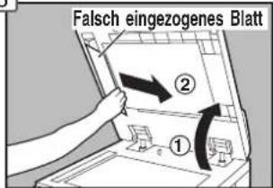 Falsch eingezogenes Blatt ① ②