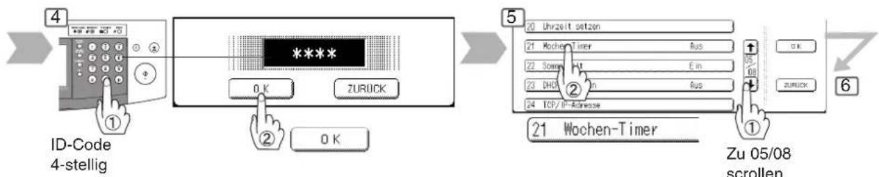 ID-Code 4-stellig 0 K ZUROCK 0 K 21 Wochen-Timer Zu 05/08 scrollen