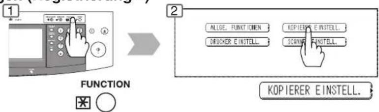 1 FUNCTION 2 ALLOE, FUNKTIONEN KOPIERER EINSTELL. DRUCKER EINSTELL SCANNER EINSTELL. KOPIERER EINSTELL.