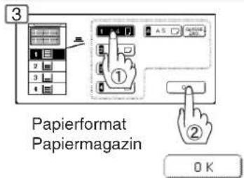3 Papierformat Papiermagazin ① ② OK