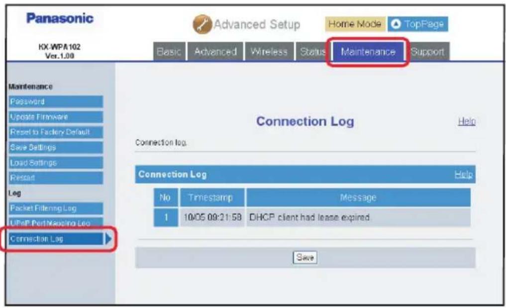 PANASONIC KX-WP1050 - Connection Log: - 1