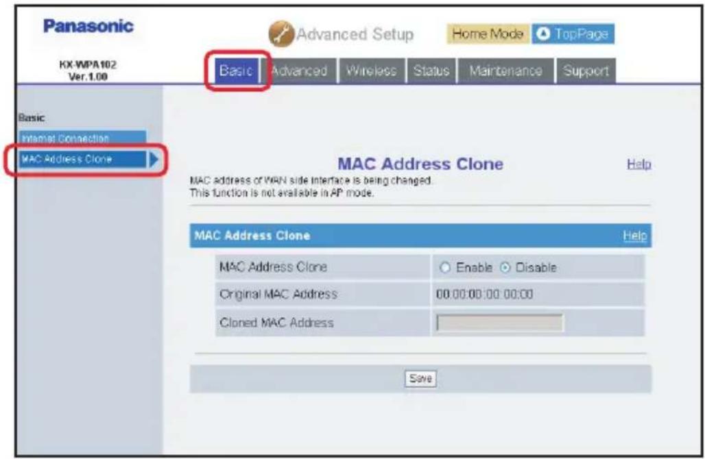 PANASONIC KX-WP1050 - MAC Address Clone: - 1