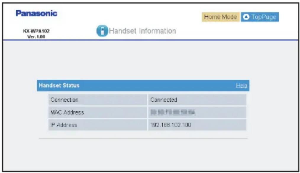 PANASONIC KX-WP1050 - Click [Handset Information] on the Top Menu. - 1