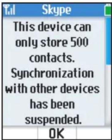 PANASONIC KX-WP1050 - Contact list full notification - 1